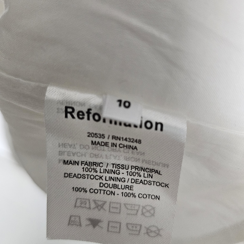 Reformation Kathryn Dress Mini White Linen New With Tag Size 10 - Picture 4 of 5